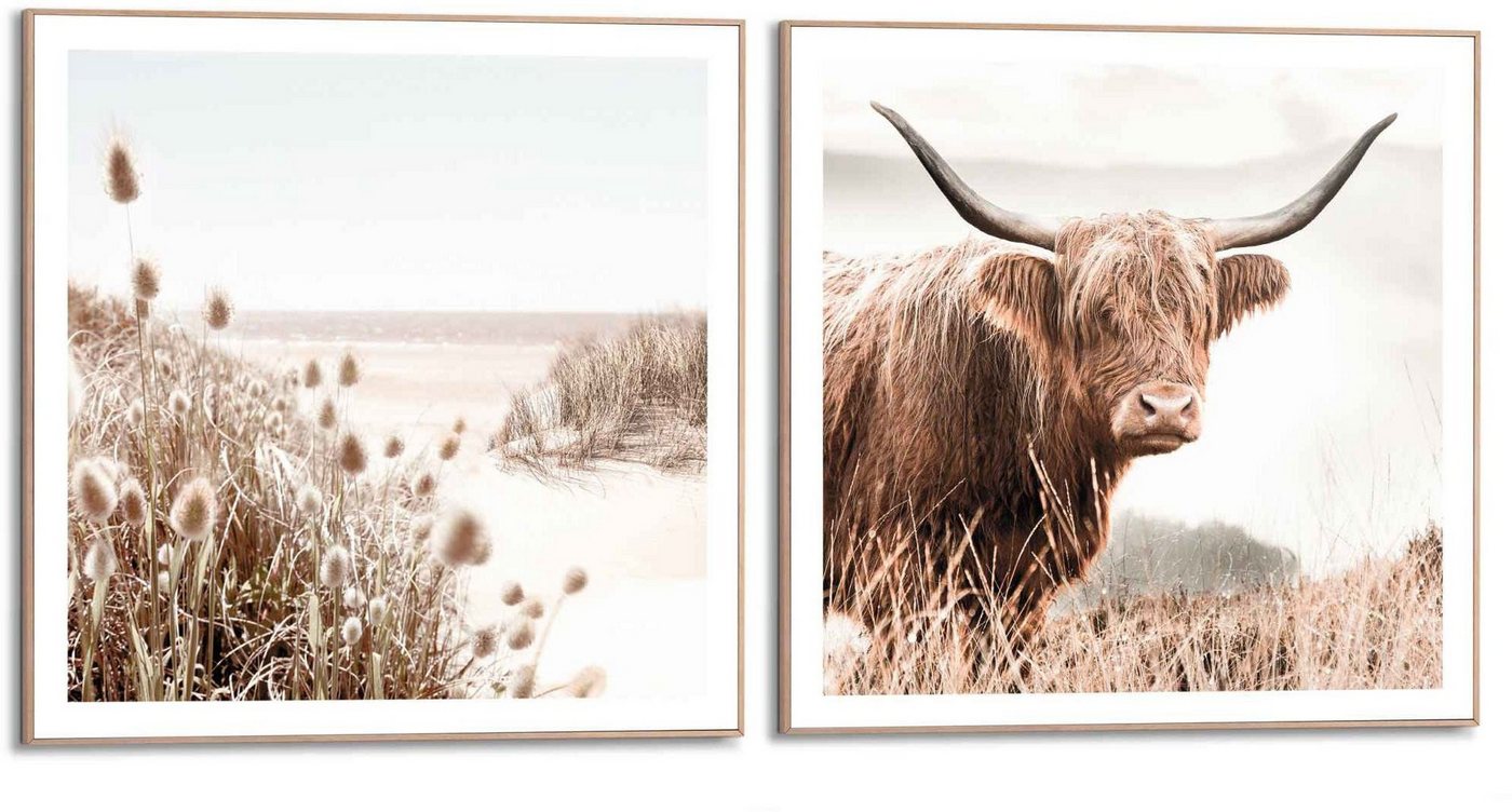 Reinders! Wandbild Freie Natur Highlander - Kuh - Heide - Strand - Ruhe, (2 St) von Reinders!