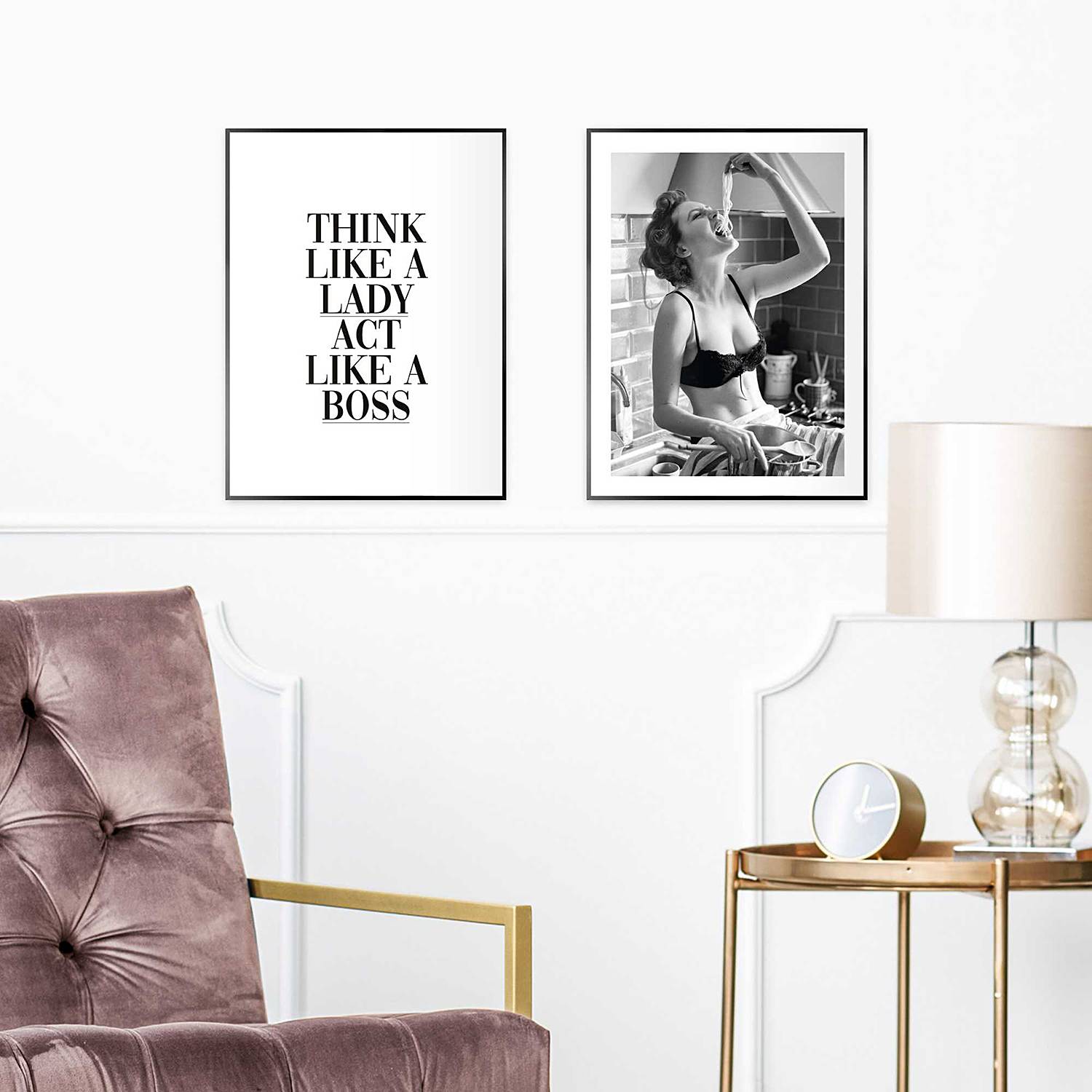 home24 Wandbild Pasta Lady 2-teilig Kunstdruck in Holzrahmen ohne Glas Schwarz 30 x 40 x 1cm home24 Wandbild Pasta Lady 2-teilig Kunstdruck in Holzrahmen ohne Glas Schwarz 30 x 40 x 1cm von home24