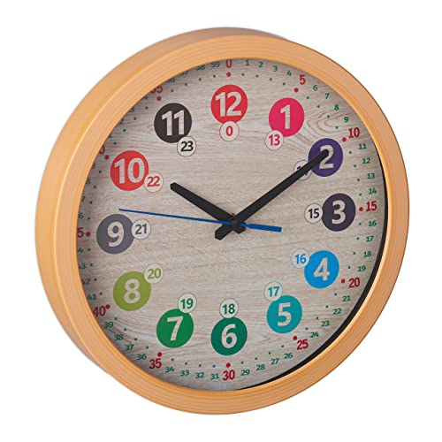 Relaxdays 10043041 Wanduhr Kinder, Ø 30 cm, Bunte Zahlen, Uhrzeit Lernen, Kinderzimmeruhr Jungen & Mädchen, Kinderuhr Wand von Relaxdays