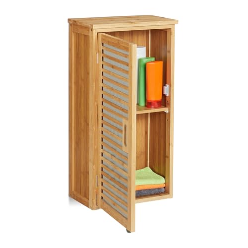 Relaxdays Bad Hängeschrank, Bambus, 2 Fächer, höhenverstellbarer Einlegeboden, Badschrank HxBxT: 66 x 35 x 20 cm, Natur, 1 Stück von Relaxdays