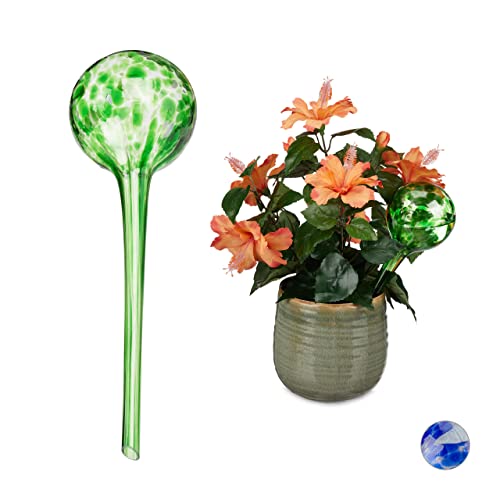 Relaxdays Bewässerungskugel 2er Set, dosierte Pflanzen Bewässerung, Blumentopf, Gießhilfe Büro, Urlaub, Glas Ø 9cm, grün, 2 Stück, 2 Relaxdays Bewässerungskugel 2er Set, dosierte Pflanzen Bewässerung, Blumentopf, Gießhilfe Büro, Urlaub, Glas Ø 9cm, grün, 2 Stück, 2 von Relaxdays