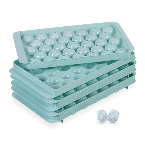 Relaxdays Eiswürfelform rund, 3er Set, wiederverwendbar, 2,5 cm Kugeln, 33 einzelne Eiskugeln, Eisgießform, PP, türkis von Relaxdays