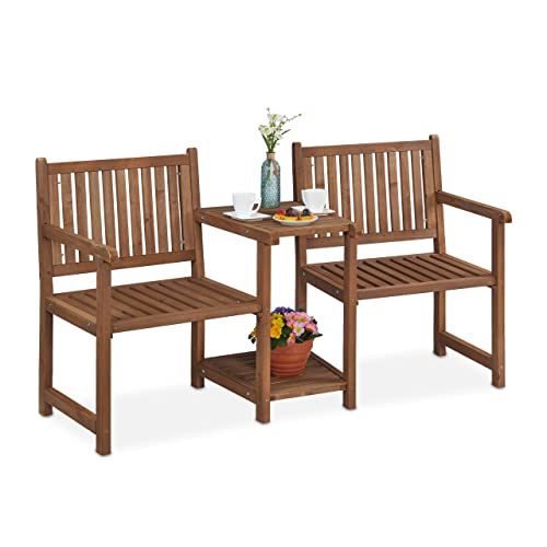 Relaxdays Gartenbank mit integriertem Tisch, 2-Sitzer, robuste Holz Sitzbank, Garten & Balkon, HBT: 86x161x61 cm, braun Relaxdays Gartenbank mit integriertem Tisch, 2-Sitzer, robuste Holz Sitzbank, Garten & Balkon, HBT: 86x161x61 cm, braun von Relaxdays