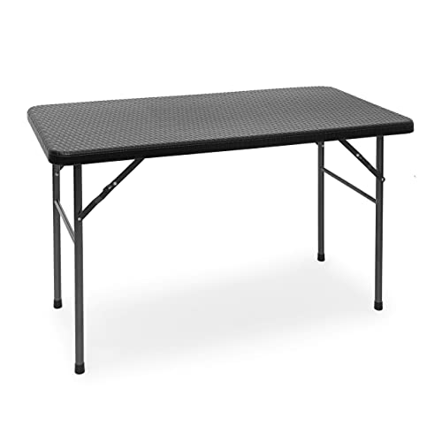 Relaxdays Gartentisch klappbar BASTIAN, rechteckig H x B x T: 74 x 121,5 x 61,5 cm, Metall, Kunststoff, Rattan-Optik, schwarz von Relaxdays
