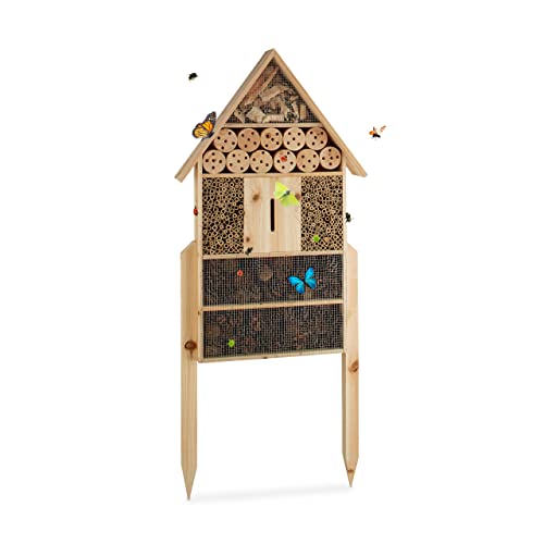 "Relaxdays Insektenhotel XL stehend, Nisthilfe für Bienen, Florfliegen, Marienkäfer, Holz HxBxT: 79 x 49 x 12 cm, natur " von Relaxdays