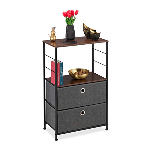 Relaxdays Schubladenschrank, 2 Stoff Schubfächer, Ablage, Platte in Holzoptik, Stahlbeine, HBT 85,5 x 55 x 30 cm, grau Relaxdays Schubladenschrank, 2 Stoff Schubfächer, Ablage, Platte in Holzoptik, Stahlbeine, HBT 85,5 x 55 x 30 cm, grau von Relaxdays
