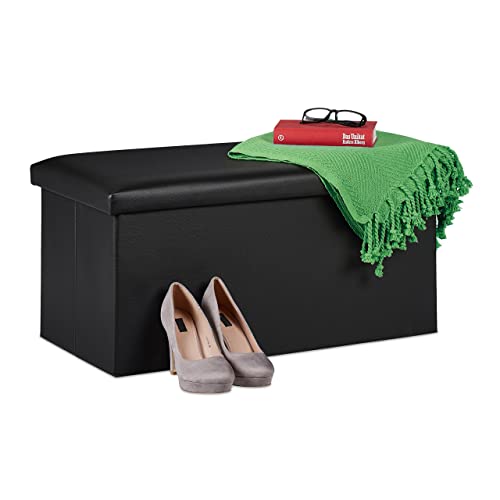 Relaxdays Sitzbank, Stauraum, Kunstleder, faltbar, gepolstert, Flur, Schlafzimmer, HBT 37,5 x 76,5 x 38,5 cm, schwarz Relaxdays Sitzbank, Stauraum, Kunstleder, faltbar, gepolstert, Flur, Schlafzimmer, HBT 37,5 x 76,5 x 38,5 cm, schwarz von Relaxdays