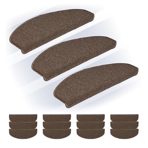 Relaxdays Stufenmatten 15er Set, abgerundete Treppenstufenmatten, 65x24 cm, Selbstklebende Treppenteppiche, Dunkelbraun Relaxdays Stufenmatten 15er Set, abgerundete Treppenstufenmatten, 65x24 cm, Selbstklebende Treppenteppiche, Dunkelbraun von Relaxdays
