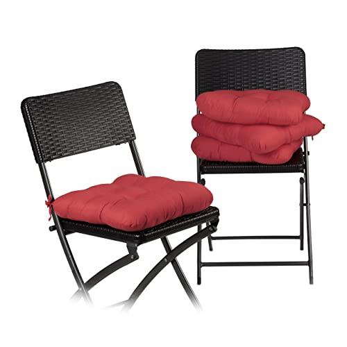 Relaxdays Stuhlkissen 4er Set, bequeme Sitzkissen mit Schleife, Sitzpolster Garten & Haus, weich, waschbar, 36x36cm, rot von Relaxdays