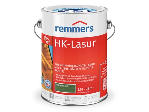 Remmers HK-Lasur 3in1 tannengrün, 2,5 Liter, Holzlasur aussen, 3facher Holzschutz mit Imprägnierung + Grundierung + Lasur, Feuchtigkeit- und UV-Schutz von Remmers