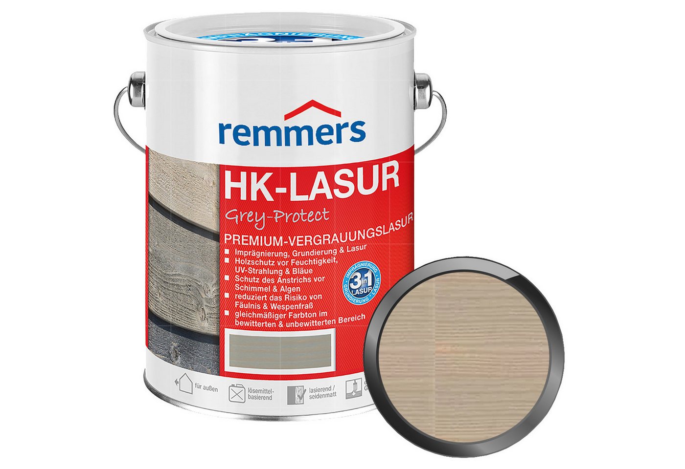 Remmers Holzschutzlasur HK-LASUR GREY-PROTECT - 0.75 LTR von Remmers