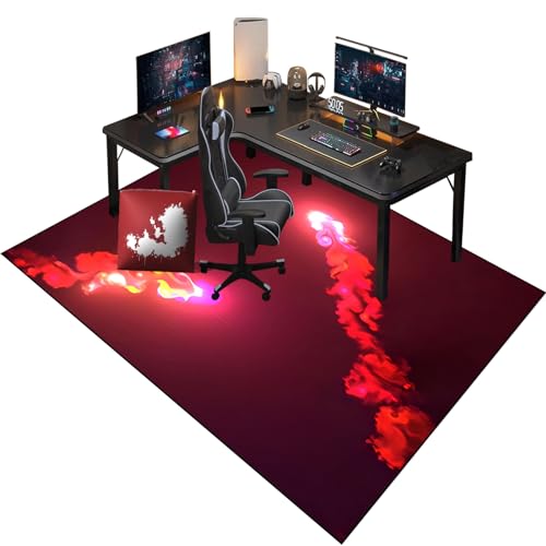 rutschfest Stuhlunterlage für Gaming - BüRostuhl Unterlage - Rechteckig Teppich Bodenschutzmatte - Schreibtischstuhl Unterlage für Parkett Laminat Teppiche & Büro 80 x 120 cm von RenSHengFax