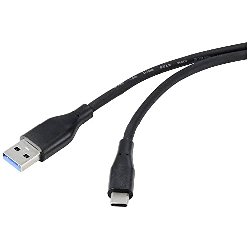 Renkforce USB-Kabel USB 3.2 Gen1 (USB 3.0 / USB 3.1 Gen1) USB-A Stecker, USB-C® Stecker 1.00 m Schwarz PVC-Mantel, hoch von Renkforce