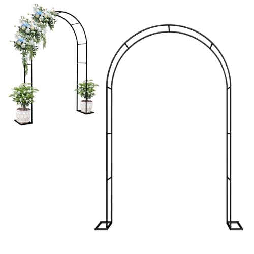 Gartenbogen aus Metall für den Außenbereich, große Hochzeitsbögen für Kletterpflanzen Rosenbogen mit Sockel, Gartenlaube Pergola Rankgitter Pflanzenstütze für Weinreben, Lichter und Blumen(140x230x40C von Renmlion