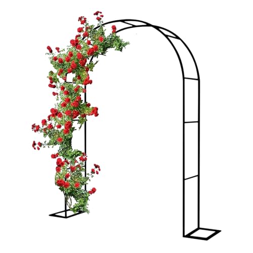 Robuster Gartenlauben-Gartenbogen mit Stahlrahmen, Hochzeitstorbogen aus schwarzem Metall für Rosen Kletterpflanzen Stützlaubenbogen mit Sockel für Dekoration, Hinterhof, Rasen, Terrasse(350x220x40CM/ von Renmlion