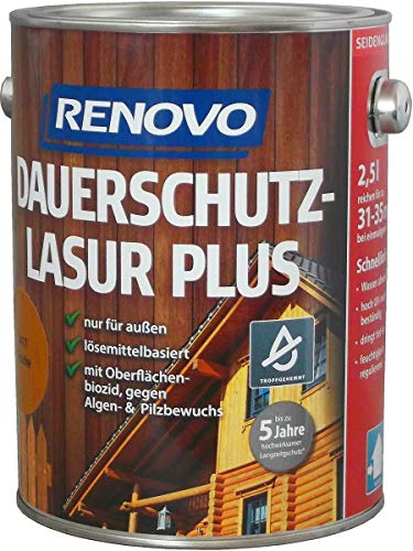 Dauerschutzlasur Kiefer 2,5 Liter Lasur Holzschutz (11,58 Euro/Liter) von Renovo