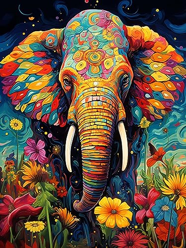 Reofrey 5D Diamond Painting Zubehör Elefant, DIY Full Dril Tier Diamant Painting Bilder Set Diamant Malerei Vollbohrer, Kreuzstich Erwachsene Stickerei Crystal Strass Foto Craft Für Home 30X40cm von Reofrey