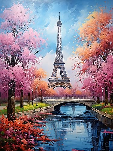 Reofrey 5D Diamond Painting Zubehör Turm Von Paris, Full Dril Landschaften Diamant Painting Bilder Set Diamant Malerei Vollbohrer, Kreuzstich Erwachsene Stickerei Crystal Strass Foto Craft 30X40cm von Reofrey