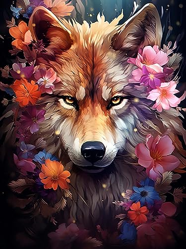 Reofrey DIY 5D Diamond Painting Loup Full Set, Malerei Diamant Painting Bilder Animaux Broderie Peinture Diamant Painting Kit Complet Point De Croix Cristal Strass Artisanat Décoration 30x40 cm von Reofrey