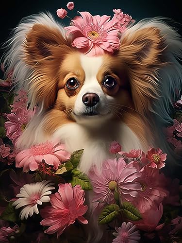 Reofrey Diamond Painting Zubehör Hund Full Set, Malerei Diamant Painting Bilder Tier Kristallstickerei Kreuzstich Home Schlafzimmer Büro Wanddekoration 30x40cm von Reofrey