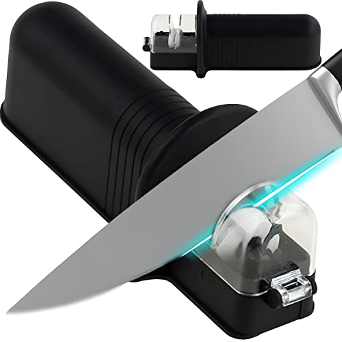 Retoo Manuelle Messerschärfer, Messerschleifer, Schärfer mit Schleifstein für Küchenmesser Scharf, Knife Sharpener, Messer schärfen für Kochmesser, Wetzstahl, Klingenschärfer, ergonomisches Design von Retoo