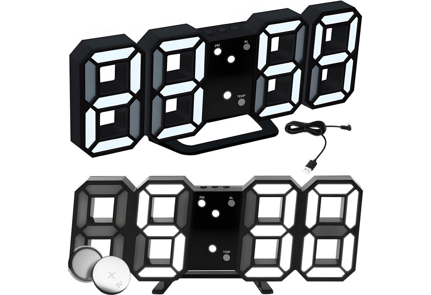Retoo Wecker 3D Led Wecker Digital Tischuhr Moderne Digitaluhr Alarm Clock Display Uhr mit Weckfunktion, Wecker mit Schlummerfunktion von Retoo