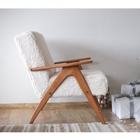 Vintage Boucle Sessel, Teddy Sherpa-stuhl Handgefertigter Bequemer Lounge-Sessel Für Wohnzimmer von RetroDesignCRO