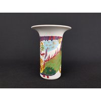 Seltene Mehrfarbige Vintage Rosenthal Porzellan Studio Linie Line Alta Mira Flared Vase West Germany Von Gilber Portanier 1970Er 1980Er von RetroVases