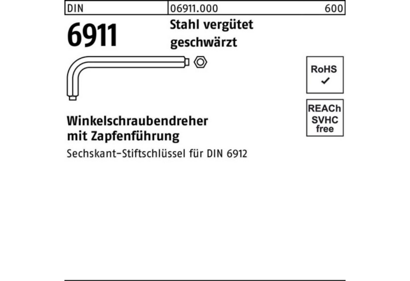 Reyher Schraubendreher 100er Pack Winkelschraubendreher DIN 6911 6-kt Zapfen SW 14 M16/18 Sta von Reyher