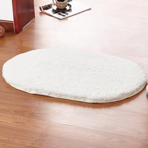 Reyox Badezimmerteppich Oval, Flauschig Badematte rutschfest, Weicher Absorbent Teppich für Badezimmer Wohnzimmer Schlafzimmer Elfenbein 120x160cm von Reyox