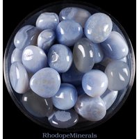 Blauer Chalcedon-Trommelstein, Blauer Chalcedon-Kristall, Chalcedon, Trommelsteine, Opal, Steine, Kristalle, Felsen, Geschenke, Edelsteine von RhodopeMinerals