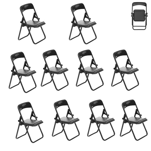 Rianpesn 10 Stück Mini-Klappstuhl-Telefonhalter, Niedlicher Faltbarer Stuhl-Telefonständer, Klappstuhl-Puppenhaus-Miniaturmöbel-Set, Kleines Puppenstuhl-Möbelzubehör, Geschenke von Rianpesn