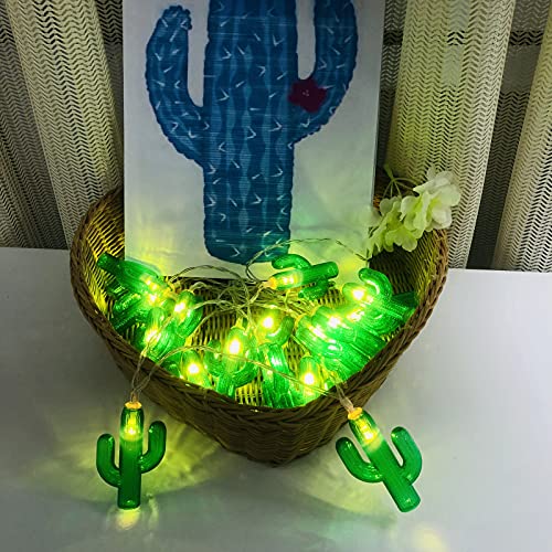 Riaxuebiy 10 Fuß 20 LEDs Kaktus Lichterkette, Sommer Strand Thema Dekoration, Mexiko Kaktus Dekor USB-betrieben für Mädchen Jungen Schlafzimmer (USB-betrieben, Kaktus) von Riaxuebiy