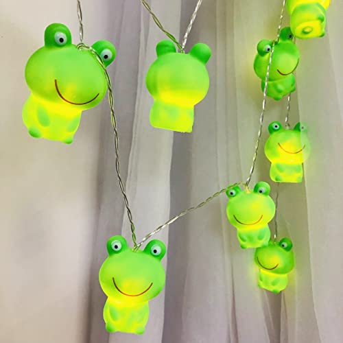 Frosch Lichterkette, 10 LEDs, Weihnachten, Frosch, dekorativ, Licht für Kinder, Nachtlichter für Schule, Garten, Kinderzimmer, Ostern, Weihnachten (1,65 m/10 LED, grüner Frosch) von Riaxuebiy