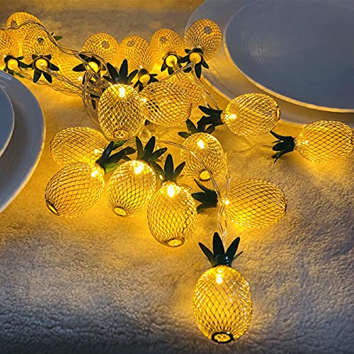 Riaxuebiy Gold Metall LED Ananas Lichterketten USB Betrieben Laternenlampen für Innenhochzeitsfeier Schlafzimmer Weihnachts Dekoration (Ananas, 3m/20LED) von Riaxuebiy