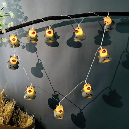 Graue Fledermaus Ente Lichterketten Fledermausente Laternen Dekoratives Bemalte Ente Nachtlicht Lichterkette für Halloween Kinderzimmer Dekoration (USB-Stecker) von Riaxuebiy