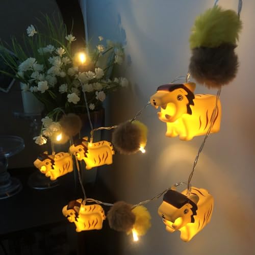 Riaxuebiy 1.65M 10 LEDs Lustige Tiere Form Löwe Dekorative Lichterkette Batteriebetrieben mit Timer Funktion für Bauernhof,Zoo Party, Kindergeburtstag,Weihnachten (Löwe) von Riaxuebiy