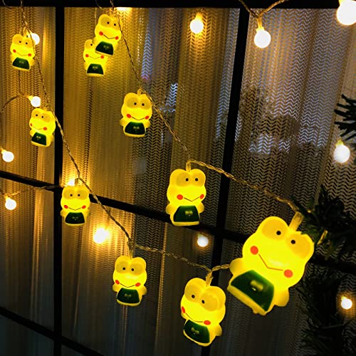 Riaxuebiy Niedliche Frosch Form Lichterketten Frosch Nachtlicht Batteriebetriebenes für Halloween Weihnachten Thanksgiving Home Party Kinder Schlafzimmer Dekoration (1.65M/10LED, Froschprinzessin) von Riaxuebiy