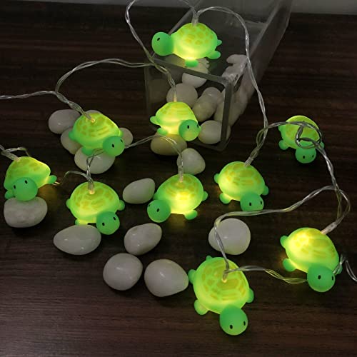 Riaxuebiy Niedliche Schildkröte Lichterketten Batteriebetriebenes Nachtlicht für Indoor Home Party Kinder Kinder Schlafzimmer Dekoration (1.65M/10LED, Grün Schildkröte) von Riaxuebiy