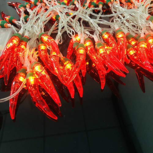 Riaxuebiy Rot Chili Lichterketten 80 LED Seil Feen Nachtlicht Pfeffer Chili Lampen USB Warmweiß für Weihnachten Hochzeit Urlaub Party Dekoration (Chili-B, USB) von Riaxuebiy