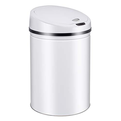 Ribelli Edelstahl Mülleimer 40 Liter - Abfalleimer mit Sensor - automatisches Öffnen und Schließen - Klemmring für Müllbeutel - Abnehmbarer Deckel - mit LED-Funktionsanzeige (weiß) von Ribelli