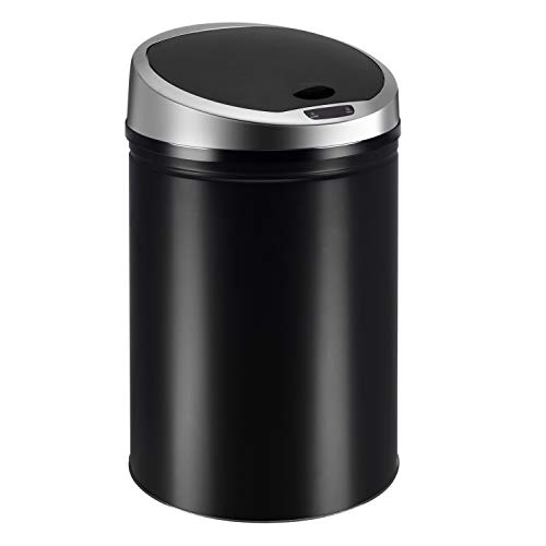 Ribelli Edelstahl Mülleimer 60 Liter- Abfalleimer mit Sensor - automatisches Öffnen und Schließen - Klemmring für Müllbeutel - Abnehmbarer Deckel - mit LED-Funktionsanzeige (schwarz) von Ribelli