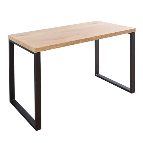 Design Laptoptisch Oak Desk Eiche Optik Vintage Gestell Eisen Schwarz Schreibtisch Konsolentisch Büro Tisch von Riess Ambiente