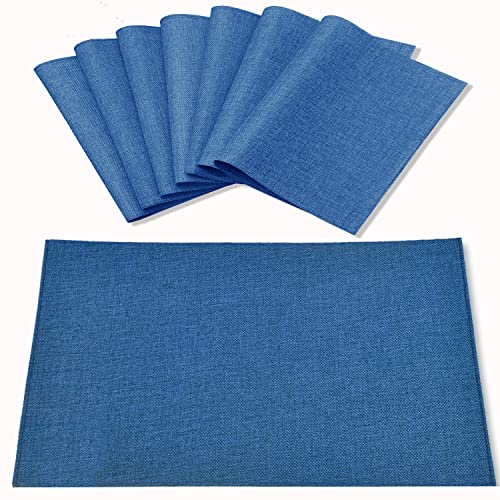 Rinpon Tischsets aus Stoff, 8 Stück, Leinentyp, Stoff, maschinenwaschbar, Platzsets, hitzebeständig, knitterfrei, Dickes Polyester, Küchen-Tischsets für Esstisch (Marineblau) von Rinpon