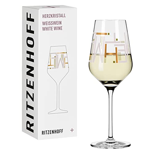 RITZENHOFF 3011010 Weißweinglas 300 ml - Serie Herzkristall Nr. 10 – mit Buchstabenmotiv in Roségold – Made in Germany von RITZENHOFF