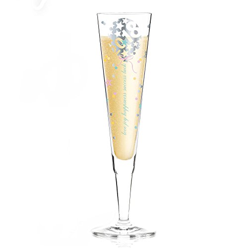 RITZENHOFF Champus Jahrgangs-Champagnerglas 2018 von Kathrin Stockebrand, aus Kristallglas, 200 ml, mit edlen Platinanteilen, inkl. Stoffserviette von RITZENHOFF
