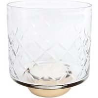 Rivanto® Teelichthalter Ria Teelichtständer im klassischen Design Größe M Maße 11,5x11,5x13 cm farblos | gold Glas | Metall von Rivanto