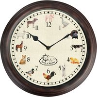 Rivanto® Uhr mit Bauernhoftiergeräuschen Ø 30 cm, Wanduhr mit Sounds, Kunststoff von Rivanto
