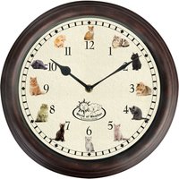 Rivanto® Uhr mit Katzengeräuschen Ø 30 cm, Wanduhr mit Sounds, Kunststoff von Rivanto