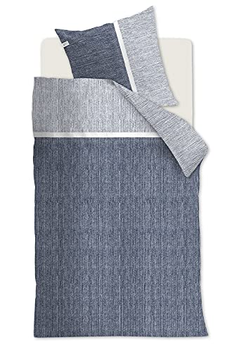 Rivièra Maison Amsterdam Loft Bettwäsche | 100% Baumwolle | Blau grau | 135x200 cm + Kissenbezug 80x80 cm von Rivièra Maison